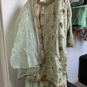 Beautiful green gharara